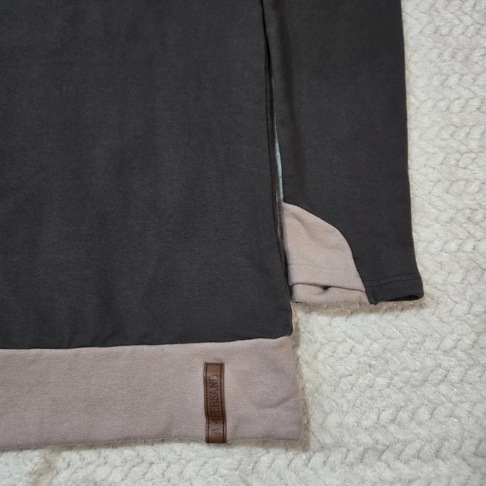 Ampersand Avenue Womens Size Large Side Zip Pullover Charcoal & Dusty Mauve - Picture 5 of 10